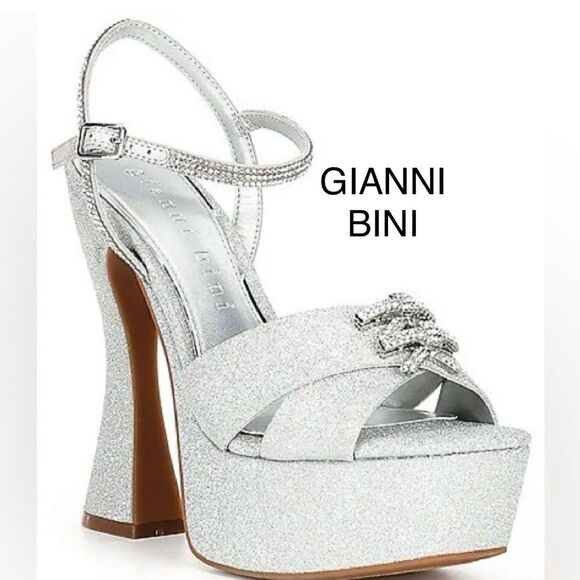 Gianni Bini Shoes - Gianni Bini Glitter Rhinestone Bow Platform Sandals
